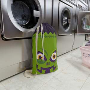 Halloween Monster Laundry Bag - Green Spooky Drawstring Wash Pouch - GIFTZ For your Loved ones