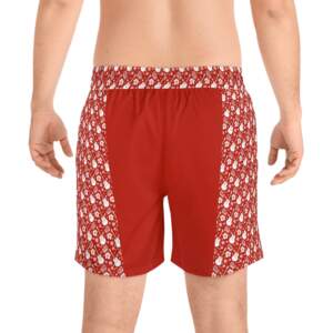 Men's Red Floral Swim Shorts — Patterned Mid-Length Beach Trunks - GIFTZ For Your Loved Ones