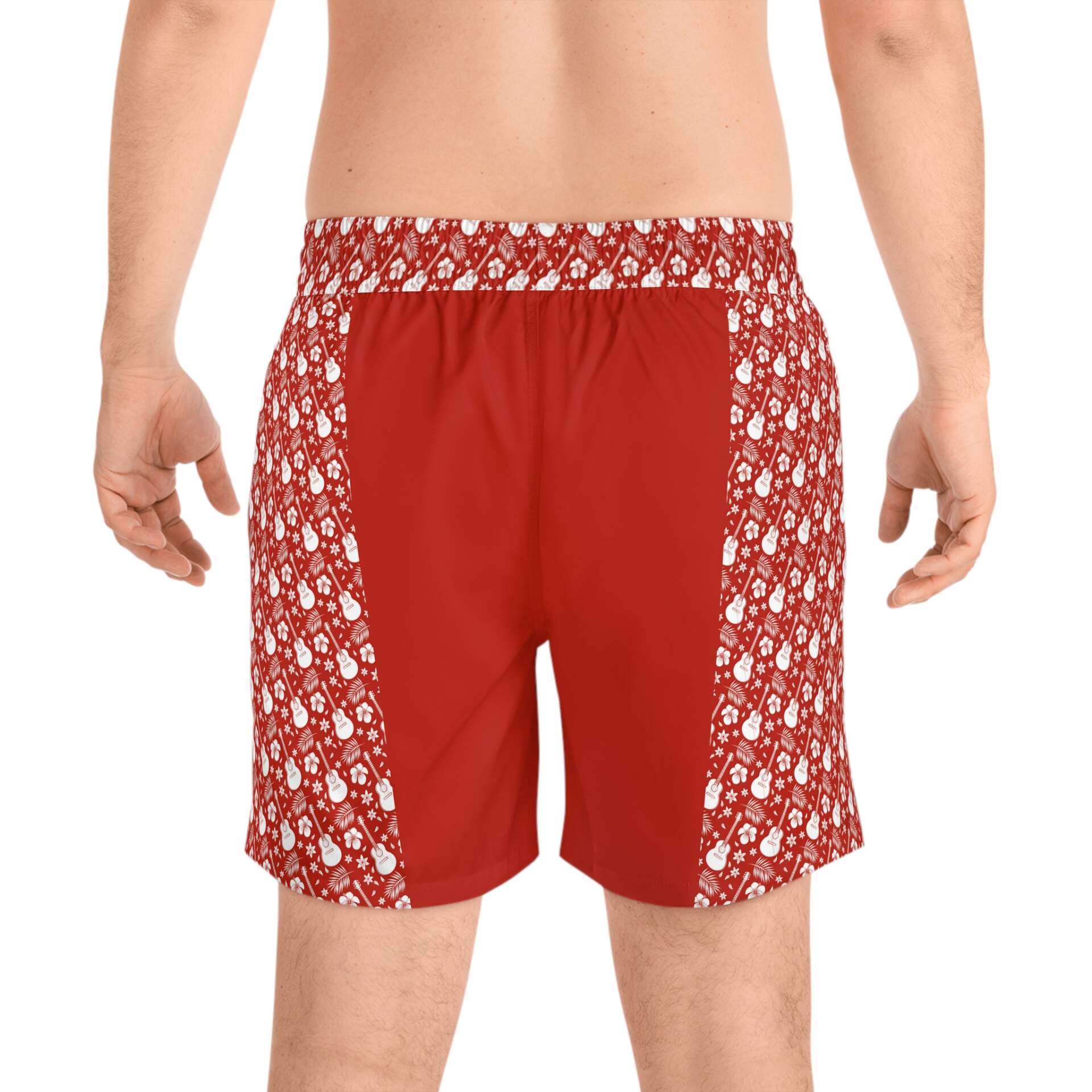 Men's Red Floral Swim Shorts — Patterned Mid-Length Beach Trunks - GIFTZ For Your Loved Ones