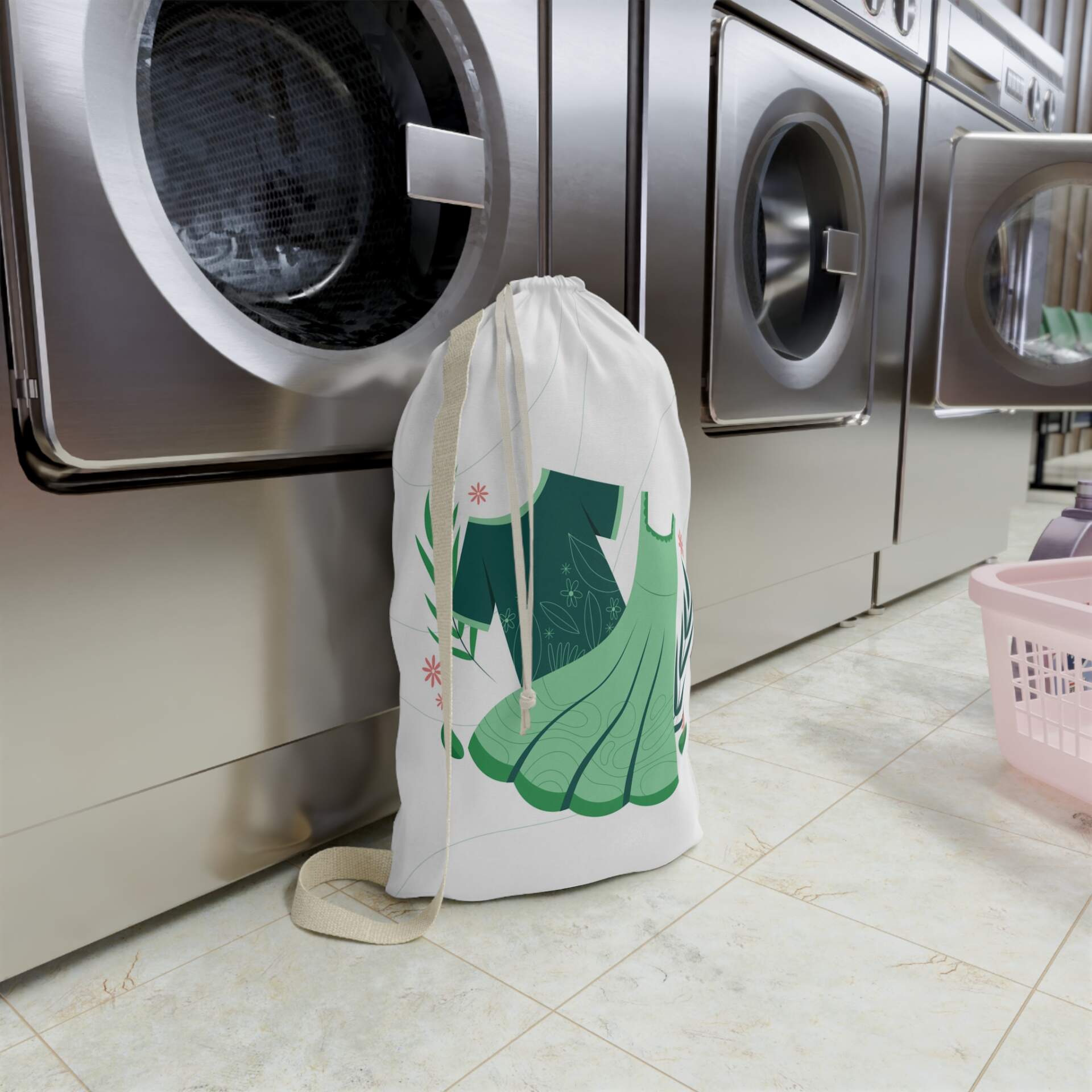 Green Dresses Laundry Bag — Floral Hanging Laundry Tote - GIFTZ For Your Loved Ones