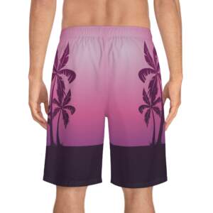 Board Shorts — Pink Sunset Palm Tree Swim Trunks - GIFTZ For your loved ones
