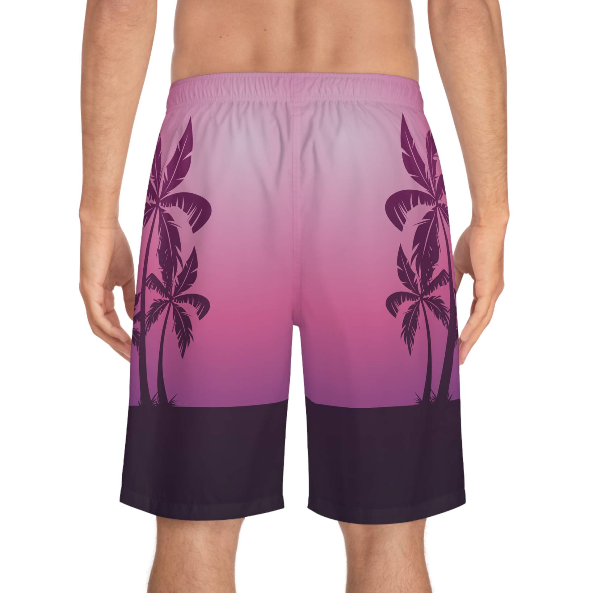 Board Shorts — Pink Sunset Palm Tree Swim Trunks - GIFTZ For your loved ones