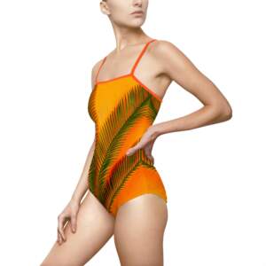 Tropical Palm One-Piece Swimsuit — Orange Sunset Print - GIFTZ For your loved ones