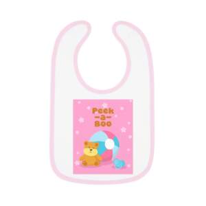 Baby Bib - 'Peek-a-Boo' Pink Contrast Trim Infant Feeding Bib - GIFTZ For Your Loved Ones