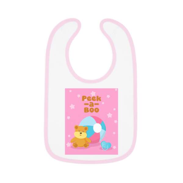 Baby Bib - 'Peek-a-Boo' Pink Contrast Trim Infant Feeding Bib - GIFTZ For Your Loved Ones