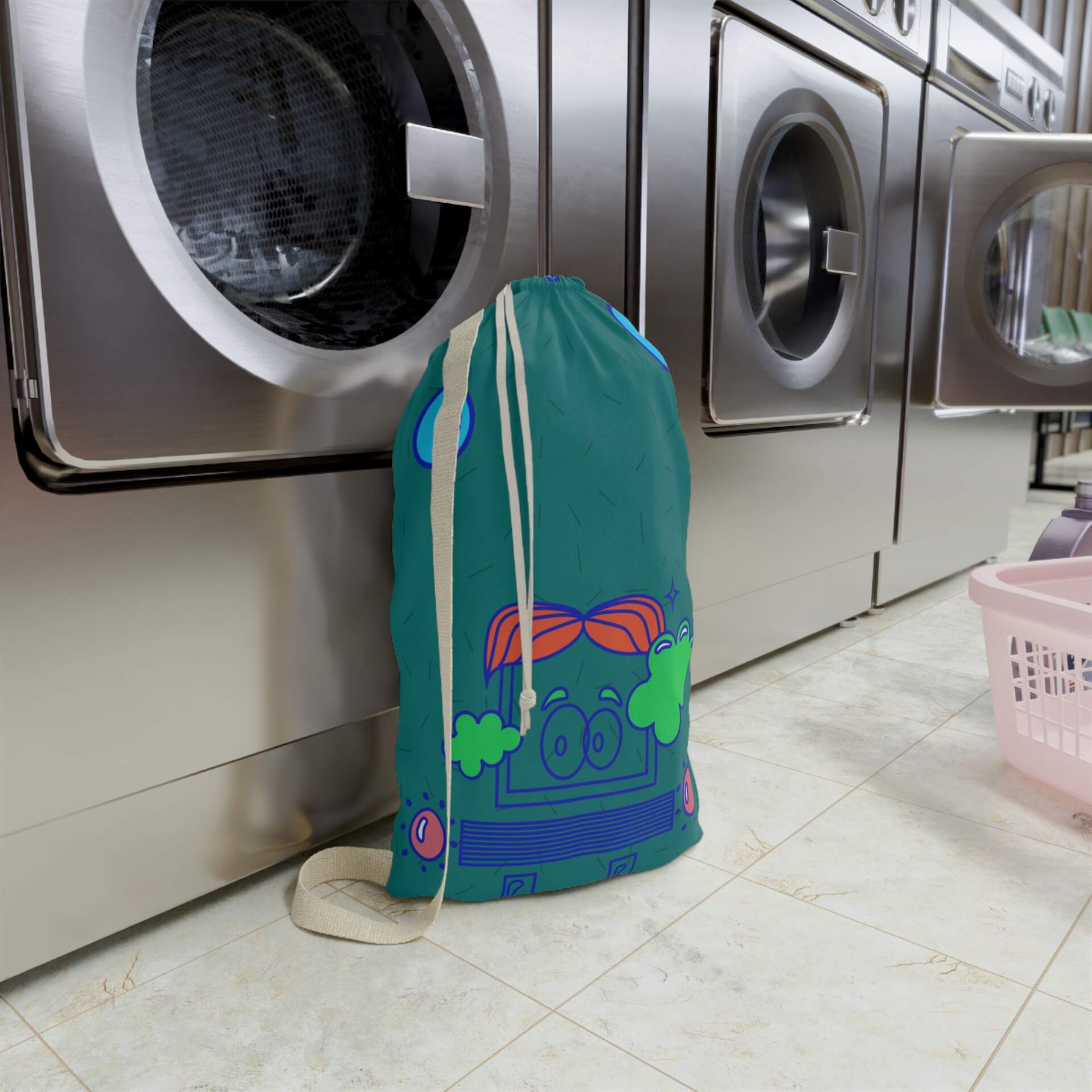 Playful Robot Laundry Bag — Cute Cartoon Wash Day Organizer - GIFTZ For Your Loved Ones