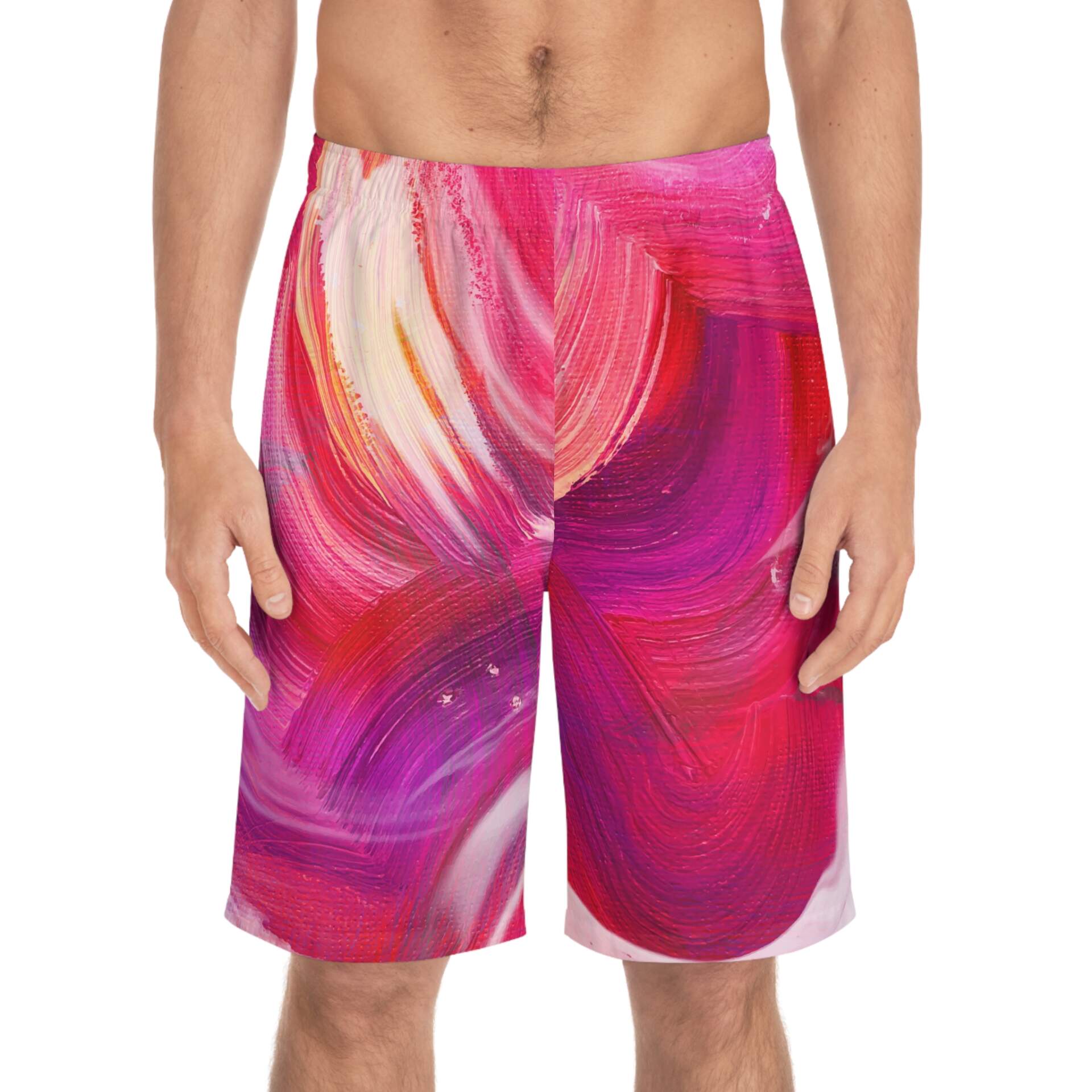 Men’s Abstract Pink Swirl Board Shorts – Trendy Summer Gift for Him - GIFTZ For Your Loved Ones