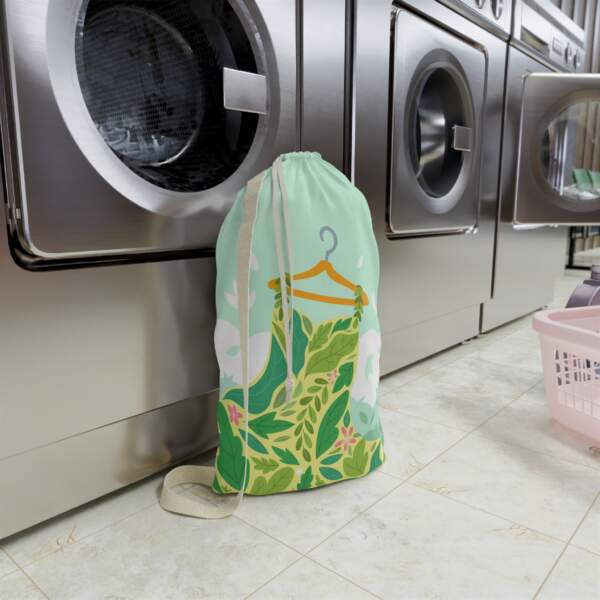 Botanical Dress Laundry Bag — Floral Green Leaf Print Wash Sack - GIFTZ For Your Loved Ones