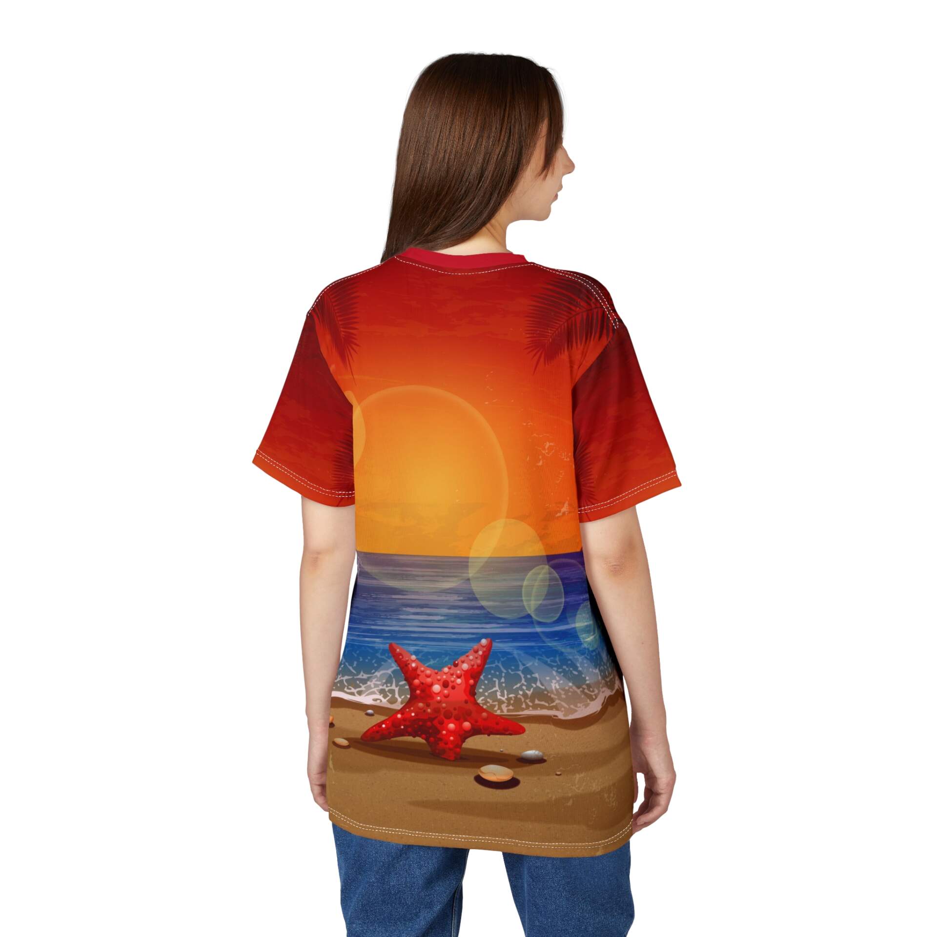 Starfish Sunset Beach T-Shirt — Tropical Ocean Sunset Graphic Tee - GIFTZ For Your Loved Ones