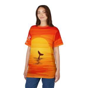 Sunset Whale Tail Tee — Orange Ocean Sunset All-Over Print Shirt - GIFTZ For Your Loved Ones