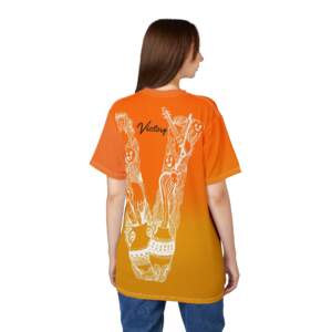 Victory V Hand Gradient Tee — Orange Ombre Graphic T-Shirt - GIFTZ For Your Loved Ones
