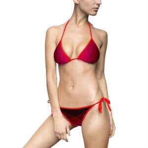 Red Gradient Triangle Bikini — Women's Tie-Side Swimsuit - GIFTZ For Your Loved Ones