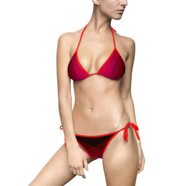Red Gradient Triangle Bikini — Women's Tie-Side Swimsuit - GIFTZ For Your Loved Ones