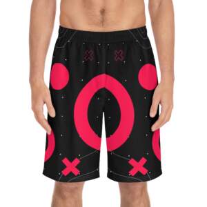 Retro Neon Circle & Cross Swim Trunks - Board Shorts - GIFTZ For Your Loved Ones