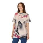 Cherry Blossom Sumi-E Tee — Japanese Ink Landscape All-Over Print - GIFTZ For Your Loved Ones