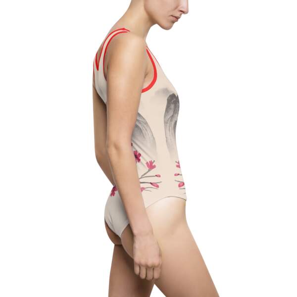 Sakura Bird Print with Red Sun — Women's One-Piece Swimsuit - GIFTZ For your loved ones