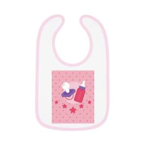 Pink Baby Bib with Pacifier & Bottle Design — Infant Feeding Bib - GIFTZ For Your Loved Ones