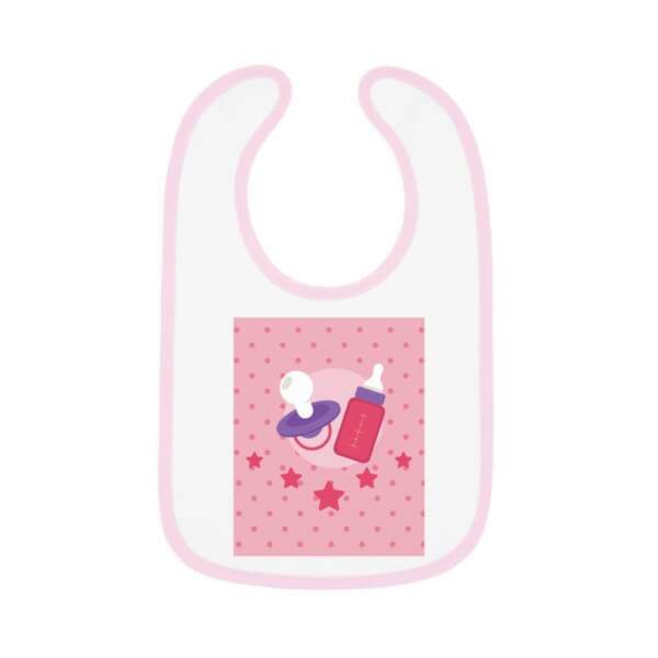 Pink Baby Bib with Pacifier & Bottle Design — Infant Feeding Bib - GIFTZ For Your Loved Ones