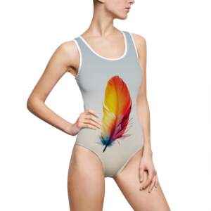 Feather Splash One-Piece Swimsuit — Colorful Feather Graphic Swimwear - GIFTZ For Your Loved Ones