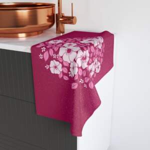 Floral Print Hand Towel - Vibrant Pink Design for Kitchen or Bathroom - GIFTZ For Your Loved Ones