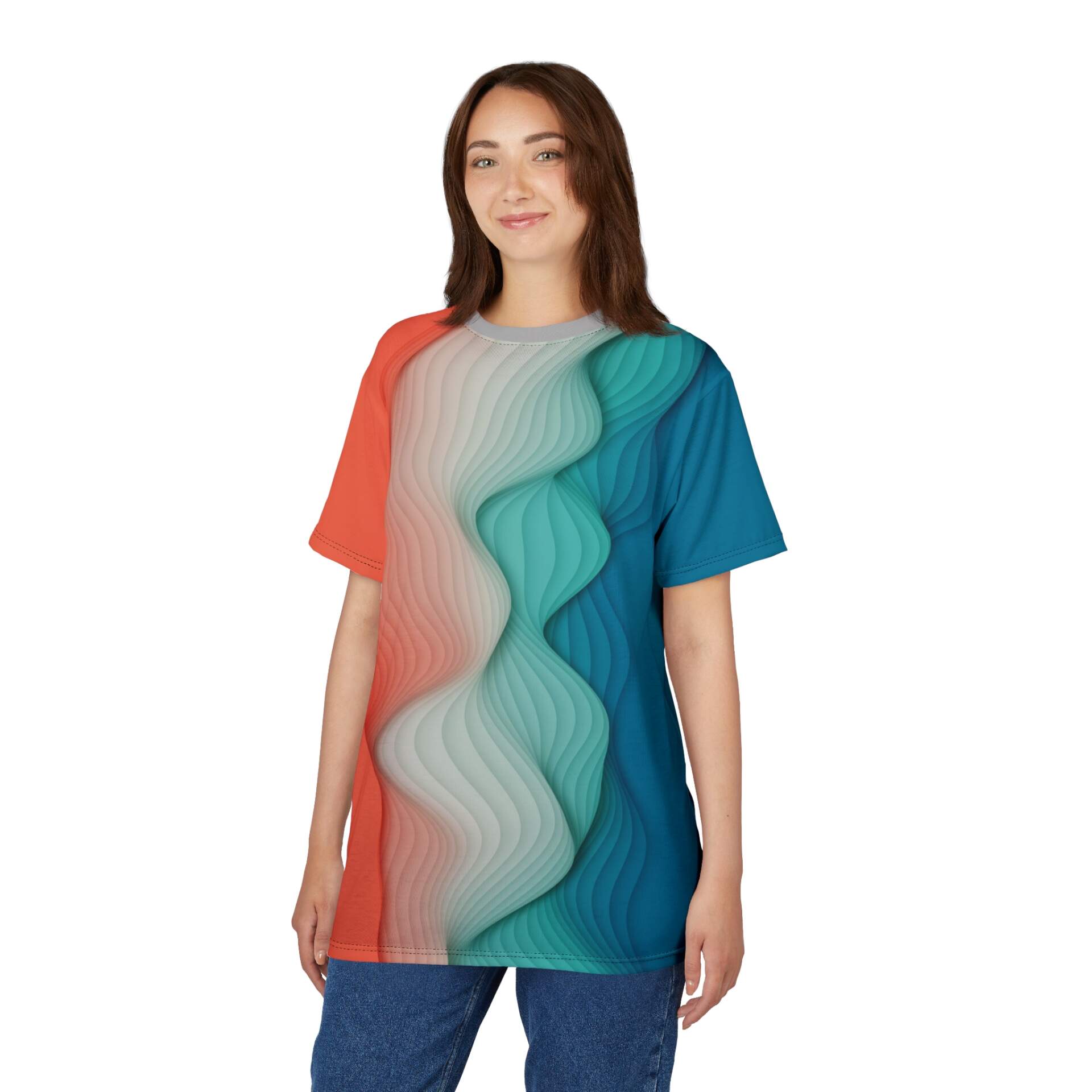 Artificial Waves All Over Print Tee - Unisex Cut & Sew Tee (AOP) - GIFTZ For Your Loved Ones
