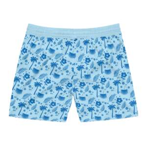 Men's Tropical Palm Swim Shorts — Light Blue Flamingo & Hibiscus Print - GIFTZ For Your Loved Ones