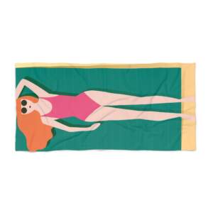 Trendy Summer Beach Towel - Fun Swimming Illustration - GIFTZ For Your Loved Ones