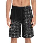 Men's Black Bandana Pattern Board Shorts — Geometric Beach Swim Trunks - GIFTZ For Your Loved Ones