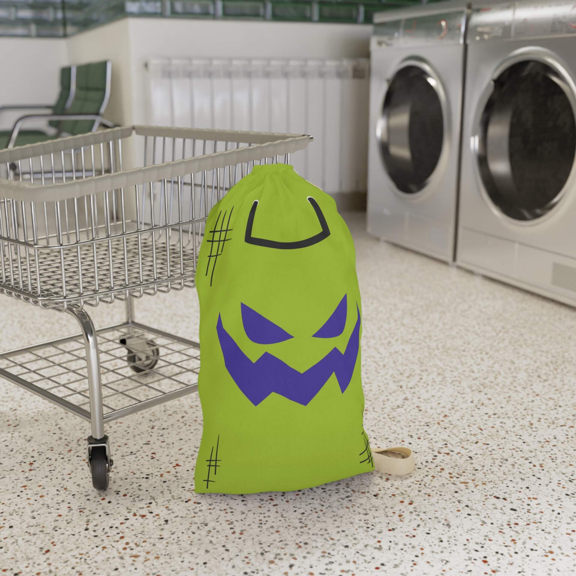 Halloween Jack-O'-Lantern Laundry Bag — Green Trick-or-Treat Storage - GIFTZ For Your Loved Ones