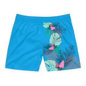 Tropical Blue Swim Shorts — Floral Monstera & Palm Beach Trunks - GIFTZ For Your Loved Ones