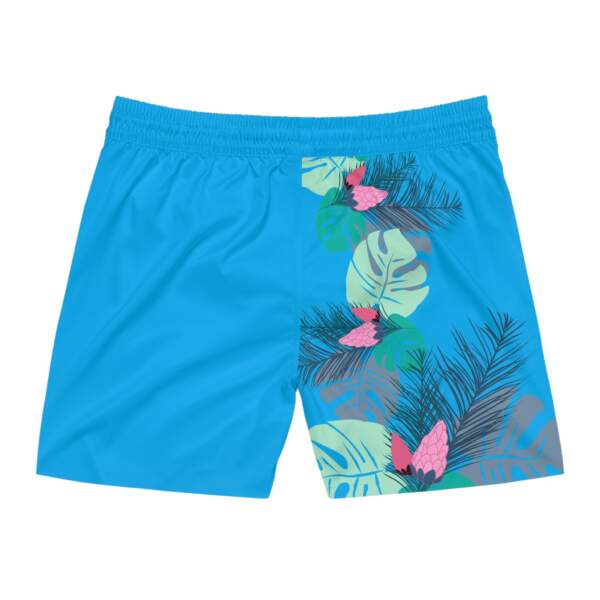 Tropical Blue Swim Shorts — Floral Monstera & Palm Beach Trunks - GIFTZ For Your Loved Ones