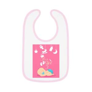 Baby Bib - "It's a Girl" Pink Newborn Feeding Bib with Contrast Trim - GIFTZ For Your Loved Ones