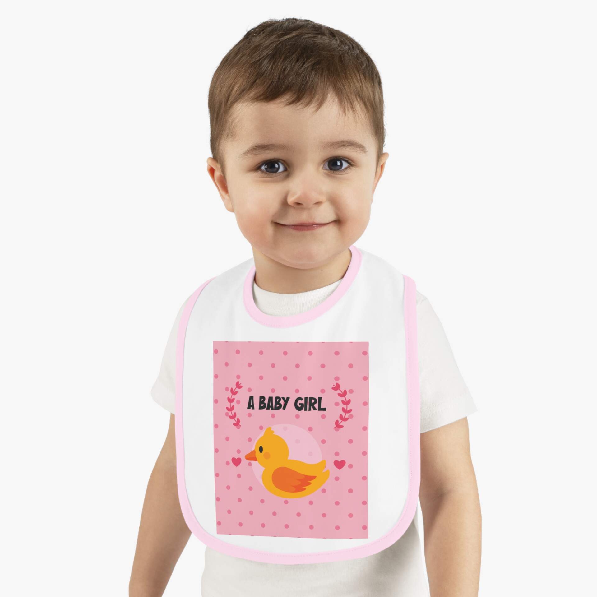 Pink Duck Baby Bib – “A Baby Girl” Newborn Feeding Bib, Cute Gender Reveal & Baby Shower - GIFTZ For Your Loved Ones