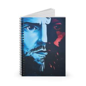 Portrait Art Spiral Notebook — Blue & Red Dual-Tone Face, Ruled Journal for Artists & Writers - GIFTZ For Your Loved Ones