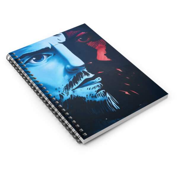 Portrait Art Spiral Notebook — Blue & Red Dual-Tone Face, Ruled Journal for Artists & Writers - GIFTZ For Your Loved Ones