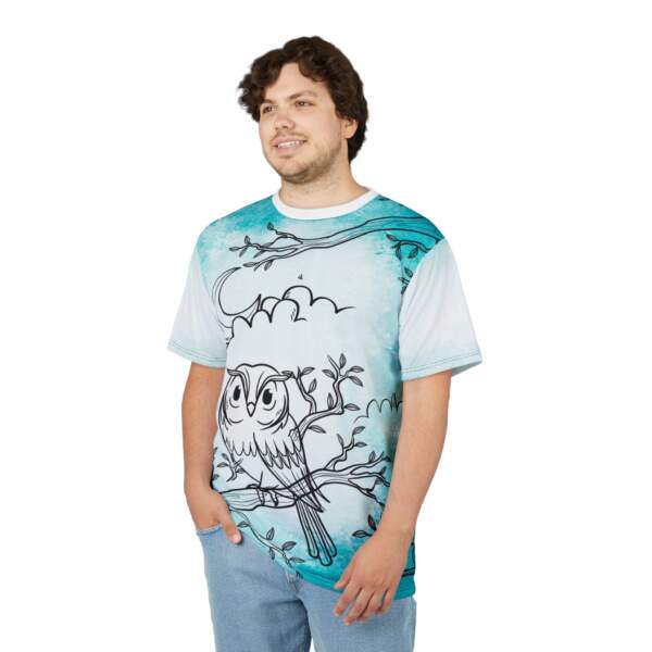 Aqua Night Owl Tee — Hand-Drawn Owl All-Over Print T-Shirt - GIFTZ For your loved ones