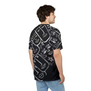 Abstract Faces All-Over Print Tee — Black & White Minimalist Art Shirt - GIFTZ For Your Loved Ones