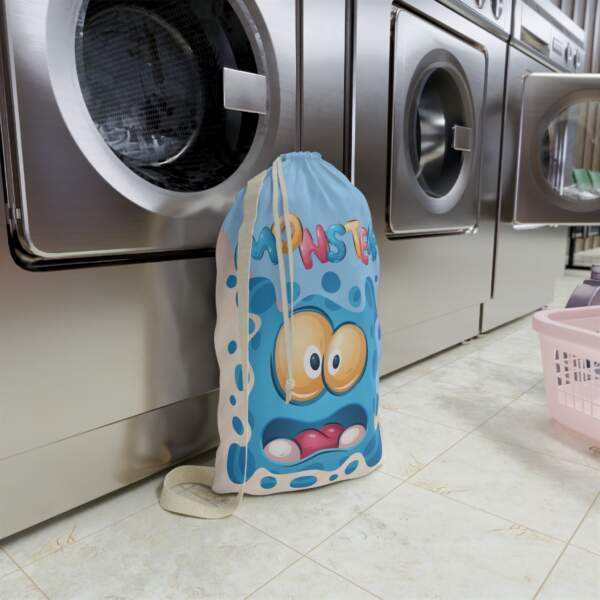 Cute Blue Monster Laundry Bag – Kids’ Cartoon Drawstring Hamper - GIFTZ For Your Loved Ones