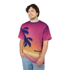Sunset Boating Mode Palm Tee — Tropical Sunset Graphic T-Shirt - GIFTZ For Your Loved Ones