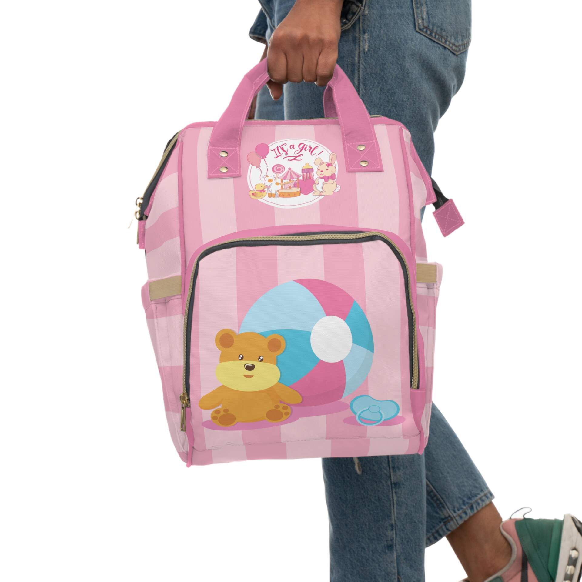 Cute Pink Multifunctional Diaper Backpack for Moms - GIFTZ For Your Loved Ones