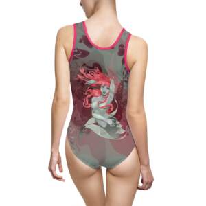 Mermaid Art One-Piece Swimsuit — Vintage Red-Head Sea Nymph Print - GIFTZ For Your Loved Ones