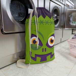 Halloween Monster Laundry Bag - Green Spooky Drawstring Wash Pouch - GIFTZ For your Loved ones
