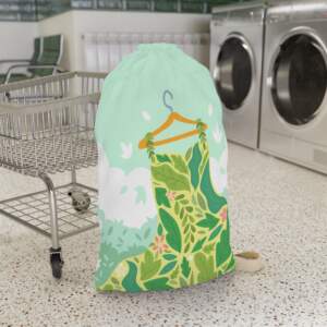 Botanical Dress Laundry Bag — Floral Green Leaf Print Wash Sack - GIFTZ For Your Loved Ones