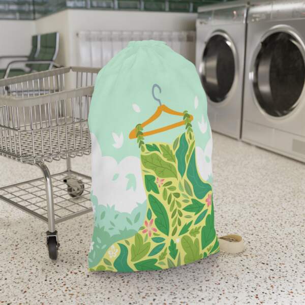 Botanical Dress Laundry Bag — Floral Green Leaf Print Wash Sack - GIFTZ For Your Loved Ones