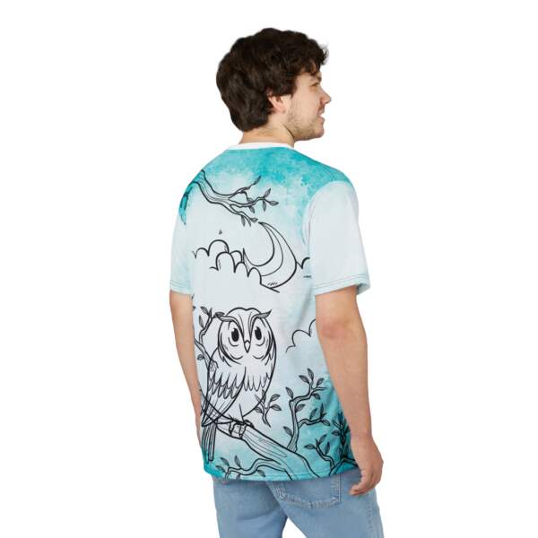 Aqua Night Owl Tee — Hand-Drawn Owl All-Over Print T-Shirt - GIFTZ For your loved ones
