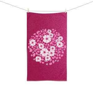 Floral Print Hand Towel - Vibrant Pink Design for Kitchen or Bathroom - GIFTZ For Your Loved Ones