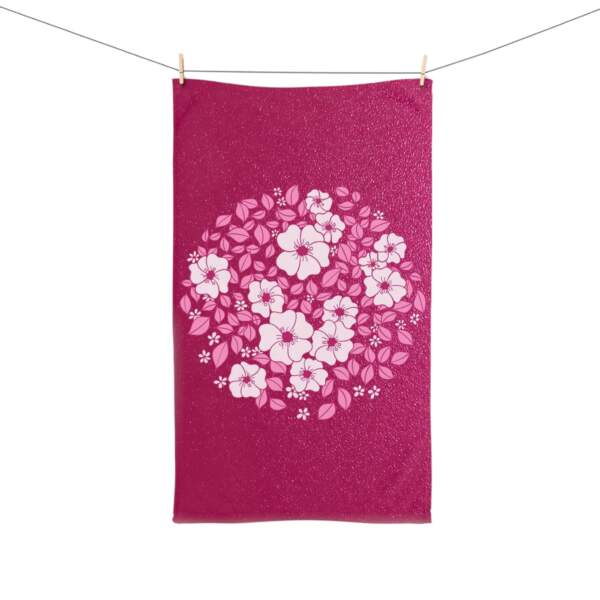 Floral Print Hand Towel - Vibrant Pink Design for Kitchen or Bathroom - GIFTZ For Your Loved Ones