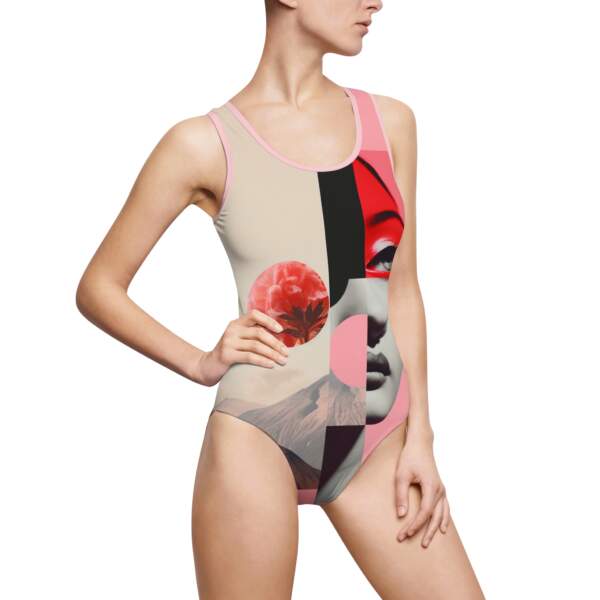 4748394180178283218_2048.jpeg Surreal Collage Women’s One-Piece Swimsuit — Red Face & Mountain Art Print - GIFTZ For your loved ones