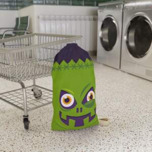 Halloween Monster Laundry Bag - Green Spooky Drawstring Wash Pouch - GIFTZ For your Loved ones