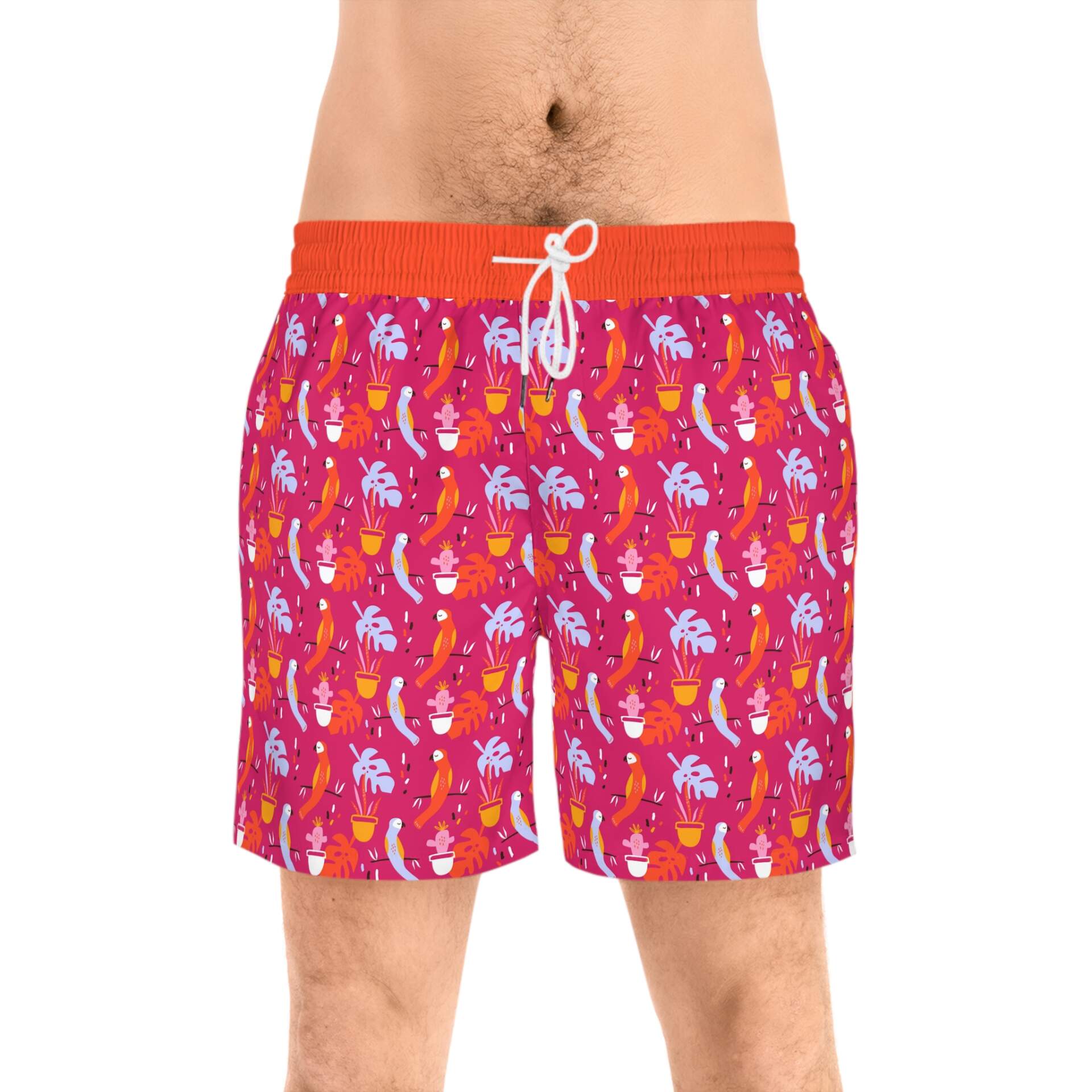 Tropical Cocktail Swim Shorts — Men's Bright Pink AOP Beach Trunks - GIFTZ For Your Loved Ones